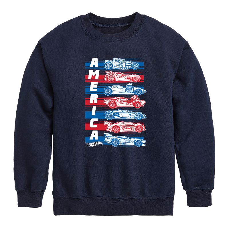 Boys' - Hot Wheels - America Cars Graphic Long Sleeve Fleece Sweatshirt