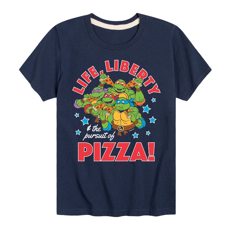 تي شيرت جرافيكي بأكمام قصيرة للأولاد من Teenage Mutant Ninja Turtles - Life Liberty Pursuit Of Pizza