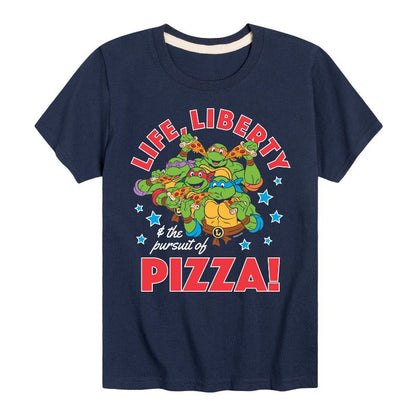 تي شيرت جرافيكي بأكمام قصيرة للأولاد من Teenage Mutant Ninja Turtles - Life Liberty Pursuit Of Pizza