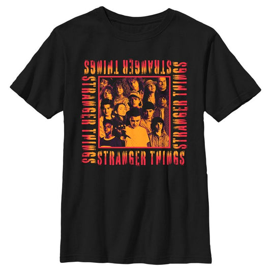 تي شيرت برتقالي مُغلف بإطار من Stranger Things للأولاد