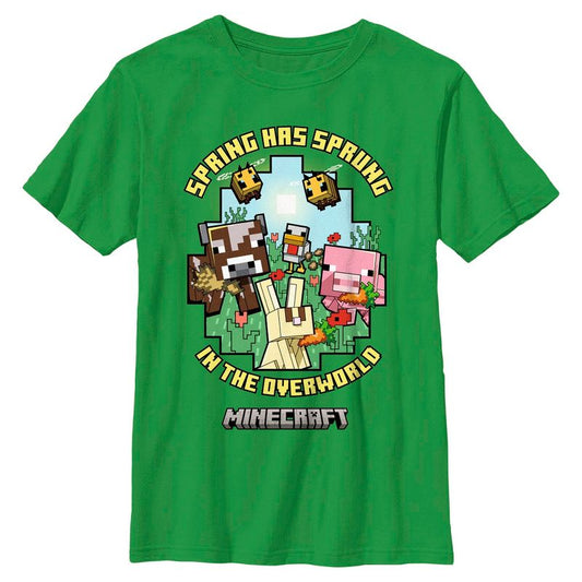 تي شيرت ماين كرافت للأولاد مطبوع عليه عبارة "ربيع قد انبثق"