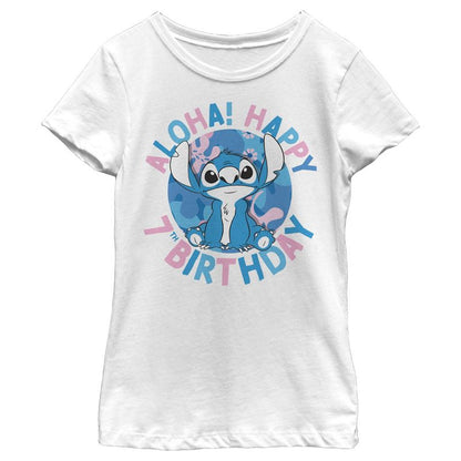 Boy's Lilo & Stitch Aloha Happy 7th Birthday T-Shirt