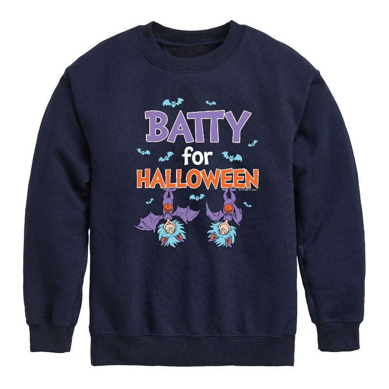 Boys' - Dr. Seuss - Batty For Halloween Thing 1 and Thing 2 Graphic Long Sleeve Fleece Sweatshirt
