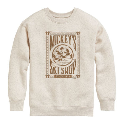 Boys' - Disney - Mickeys Ski Shop Graphic Long Sleeve Fleece Sweatshirt