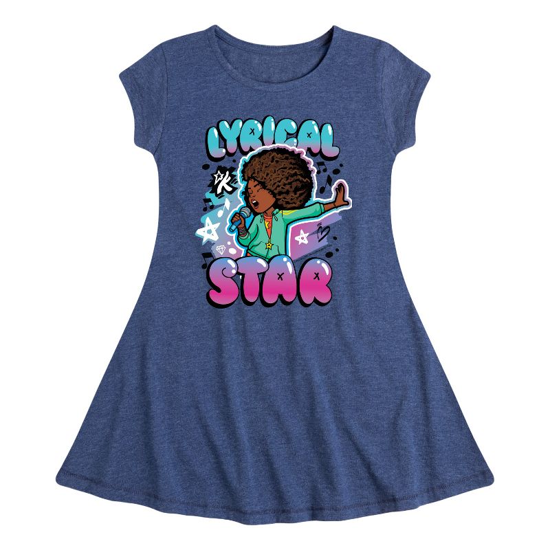Girls' - Karma's World - Lyrical Star Airbrush Style Fit & Flair Cap Sleeve Dress
