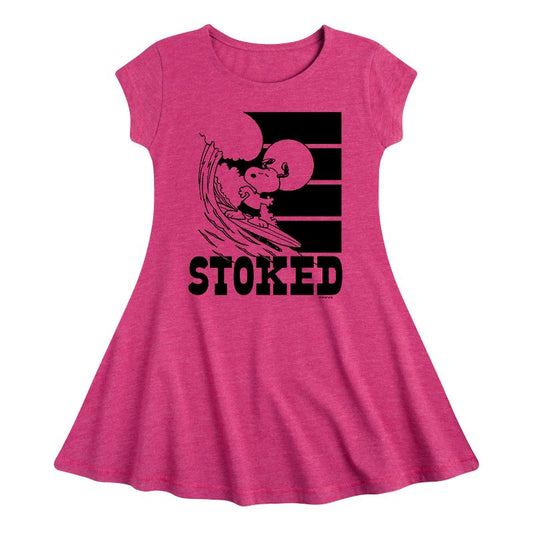 Girls' - Peanuts - Stoked Fit & Flair Cap Sleeve Dress