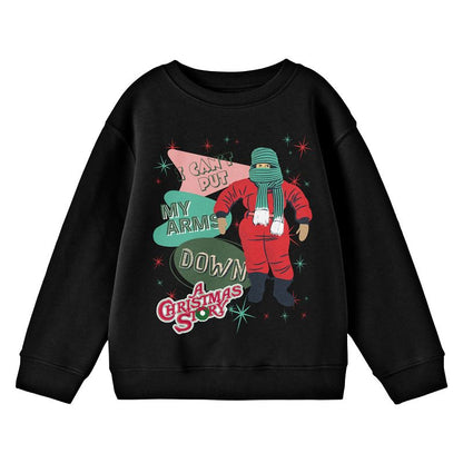 A Christmas Story I Can't Put My Arms Down Crew Neck Long Sleeve Youth Black Sweatshirt