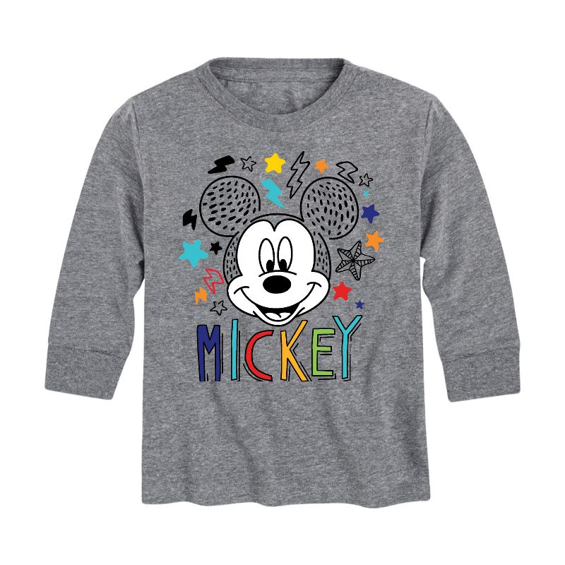 Boys' - Disney - Mickey Sketch Pattern Long Sleeve Graphic T-Shirt