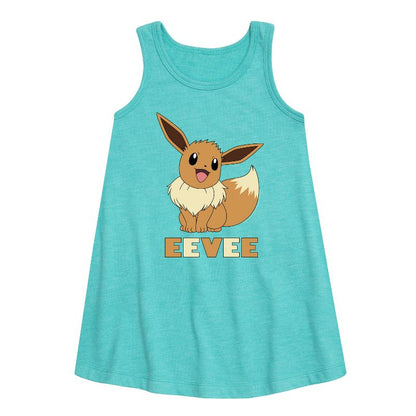 Girls' - Pokémon - Happy Eevee Graphic Sleeveless Aline Dress