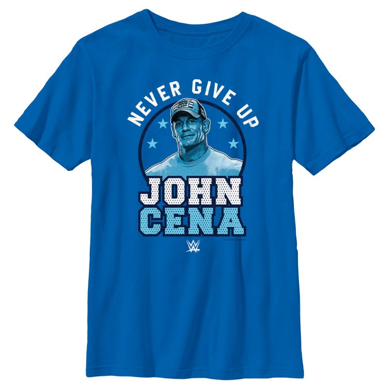 تي شيرت WWE John Cena Never Give Up Blue Logo للأولاد