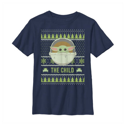 تي شيرت للأولاد من Star Wars The Mandalorian Ugly Christmas The Child Frog