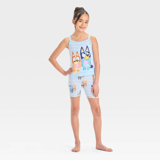 Girls' Bluey Tight Fit Tank Pajama Set - Blue