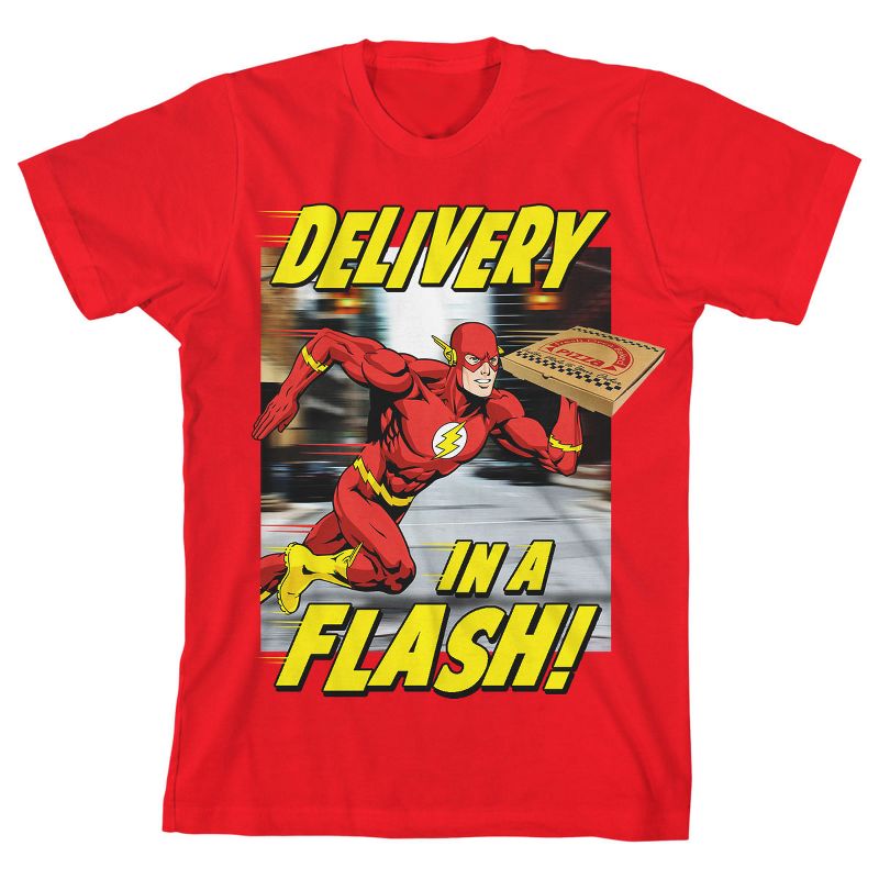 تي شيرت جرافيكي أحمر للشباب من مسلسل The Flash Delivery