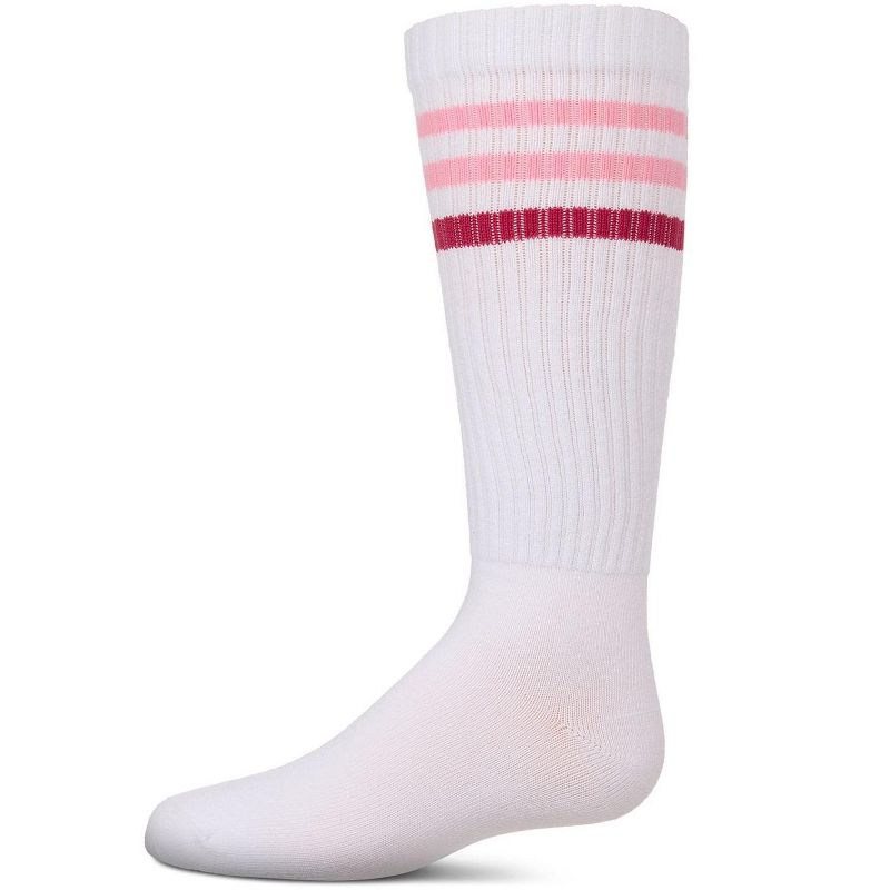 Memoi Girls' TwoTone Varsity Stripe Knee High Socks