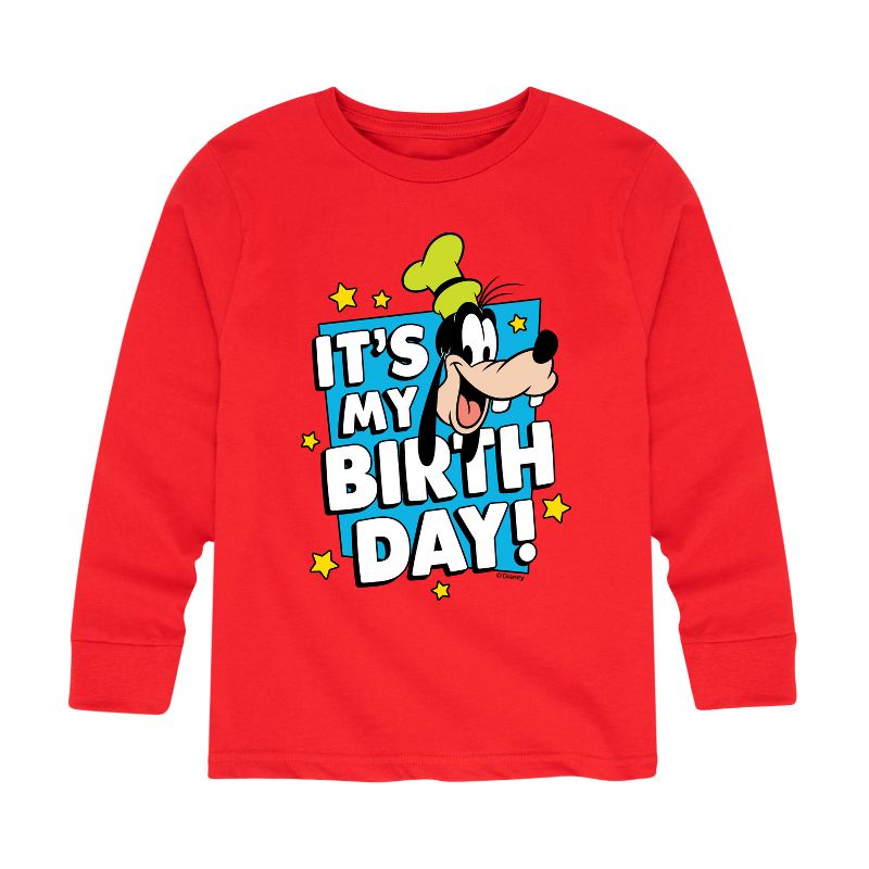 Boys' - Disney - Goofy It's My Birthday Long Sleeve Graphic T-Shirt