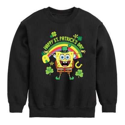 Boys' - SpongeBob Squarepants - Happy St Patricks Day Graphic Long Sleeve Fleece Sweatshirt