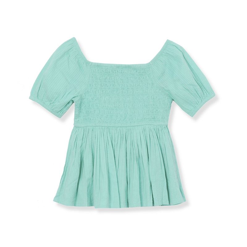 Lands' End Kids Short Sleeve Smocked Woven Top