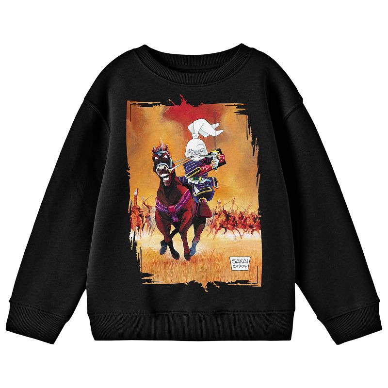 Usagi Yojimbo Mounted Horse Key Art Youth Black Crew Neck Sweatshirt