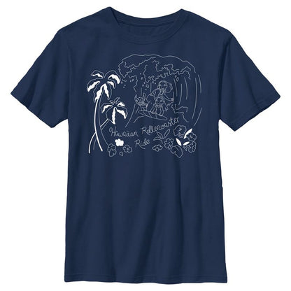 Boy's Lilo & Stitch Hawaiian Rollercoaster Ride Outline T-Shirt