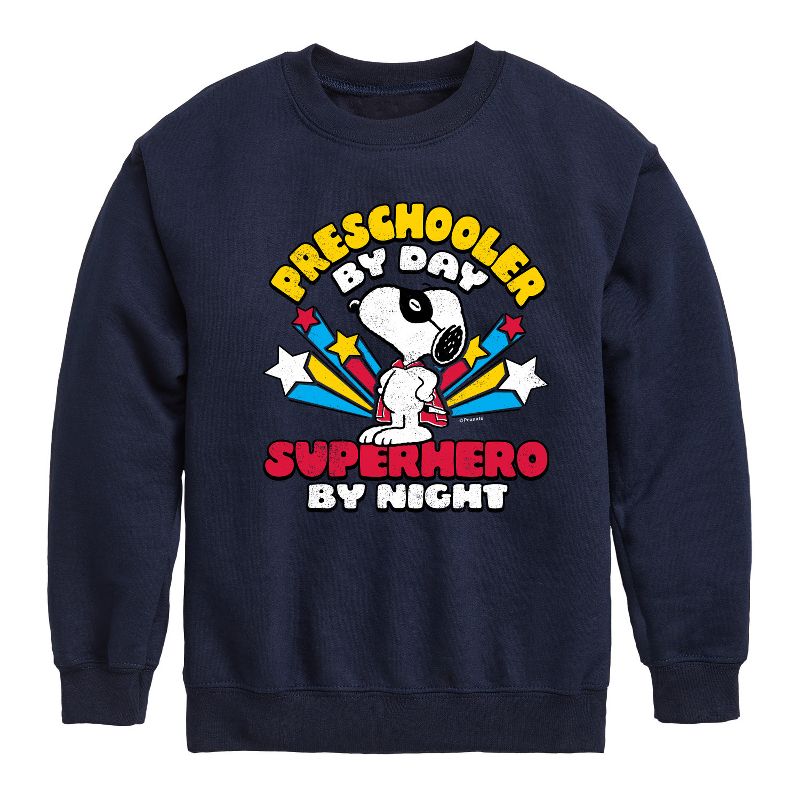 Boys' - Peanuts - Preschooler By Day Graphic Long Sleeve Fleece Sweatshirt