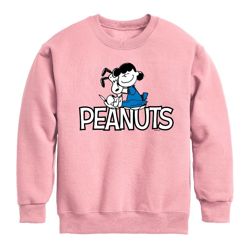 Boys' - Peanuts - Snoopy And Lucy Graphic Long Sleeve Fleece Sweatshirt