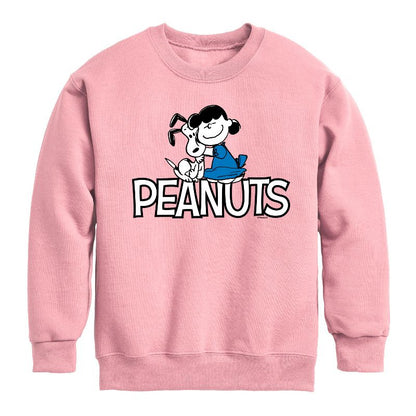 Boys' - Peanuts - Snoopy And Lucy Graphic Long Sleeve Fleece Sweatshirt