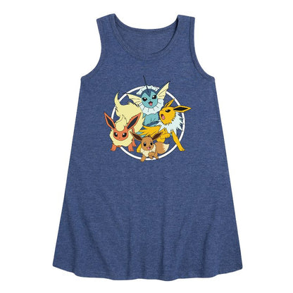 Girls' - Pokémon - Eevee Group Graphic Sleeveless Aline Dress