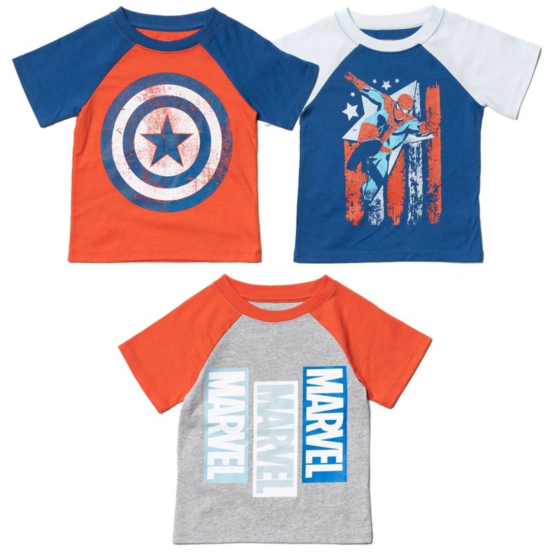 Marvel Avengers X-Men Spider-Man Iron Man Thor Captain America 3 Pack T-Shirts Little Kid to Big