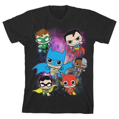DC Comics Anime Bobblehead Justice League Youth Boys T-Shirt