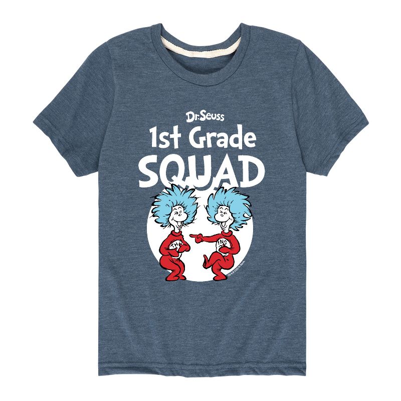 تي شيرت جرافيكي بأكمام قصيرة للأولاد من سلسلة دكتور سوس - الشيء 1 الشيء 2 الصف الأول