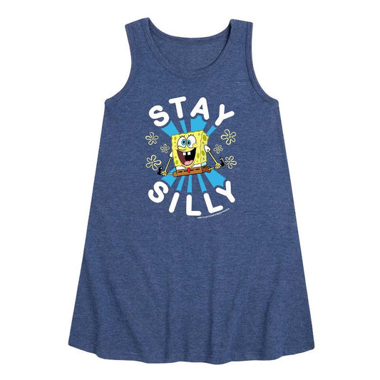 Girls' - SpongeBob SquarePants - Stay Silly Graphic Sleeveless Aline Dress