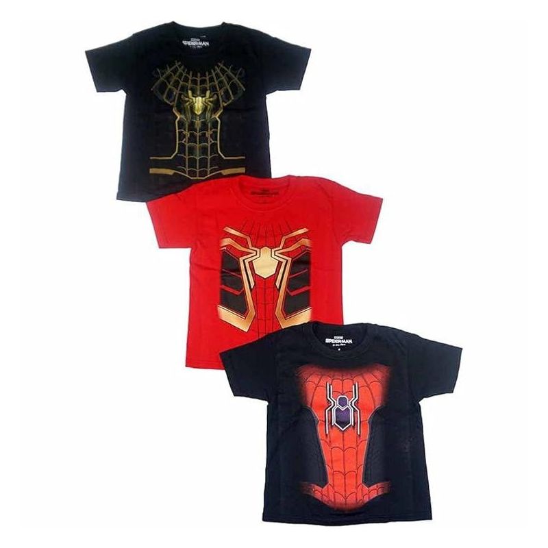 Marvel Little/Big Boy's 3 Pack Superhero Print T-Shirt Sets