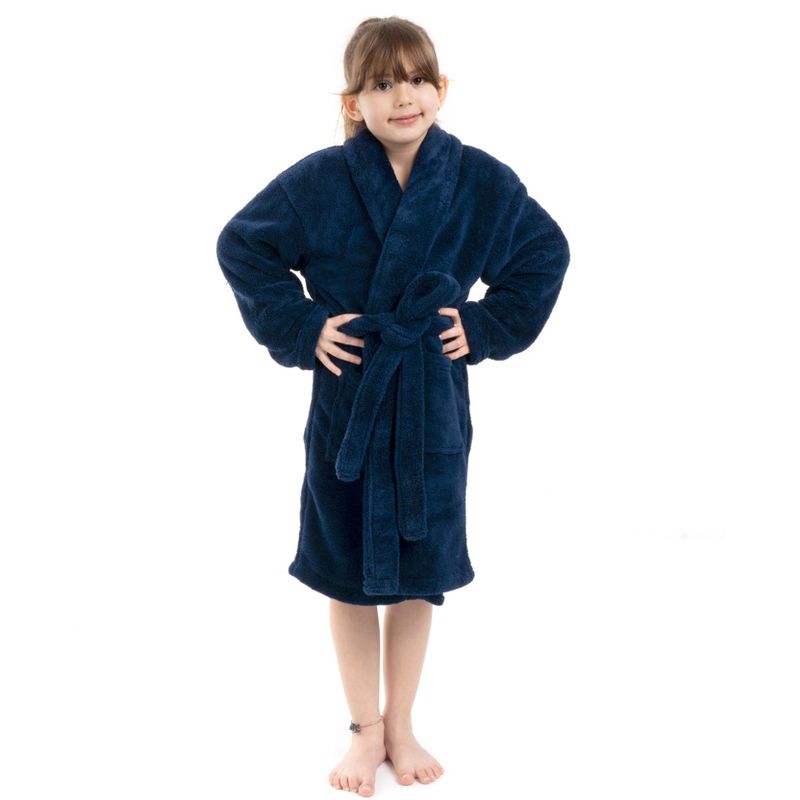 BC BARE COTTON Girls Shawl Robe Microfiber Plush Fleece Bathrobe
