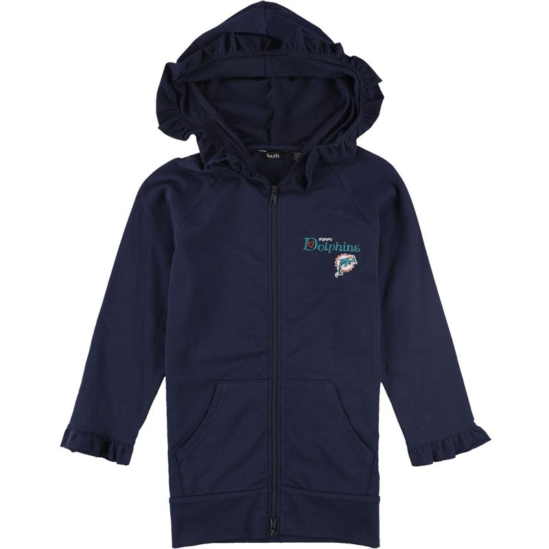 Touch by G-III Girls Miami Dolphins Ruffled Hoodie Sweatshirt