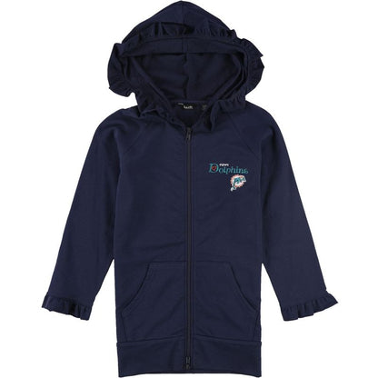 Touch by G-III Girls Miami Dolphins Ruffled Hoodie Sweatshirt
