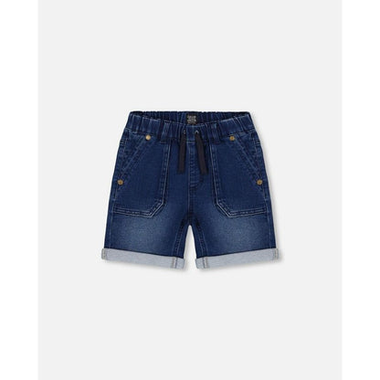 Deux par Deux Boy French Terry Denim شورت دينم أزرق داكن