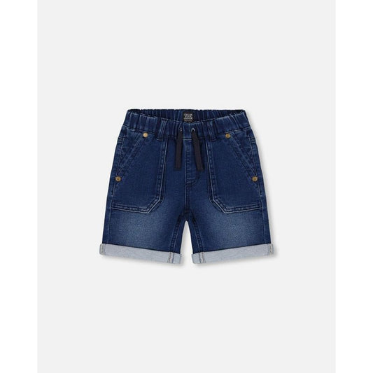 Deux par Deux Boy French Terry Denim شورت دينم أزرق داكن