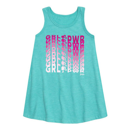 فستان باربي - قوة الفتاة في موجة الوهم بدون أكمام برسومات خطية للبنات