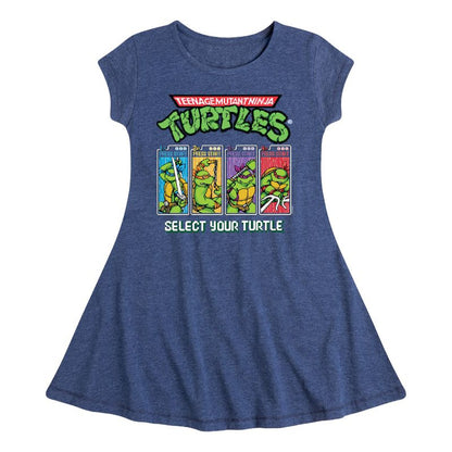 Girls' - Teenage Mutant Ninja Turtles - Select Your Turtle Video Game Fit & Flair Cap Sleeve Dress