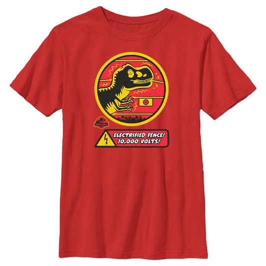 Boy's Jurassic World Electrified Fence Sign T-Shirt