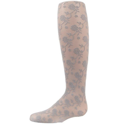 Memoi Girls' Floral Embroidery Roselle Sheer Tights