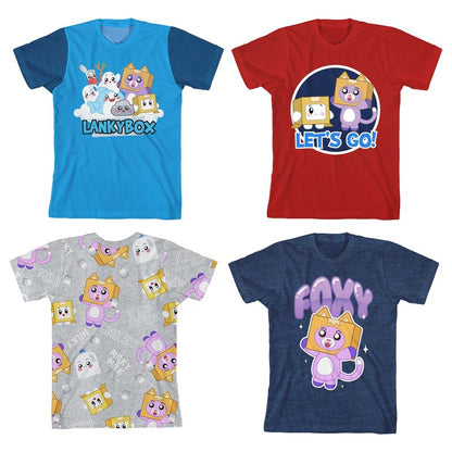 Lanky Box Rainbow Character Art Boy's 4-Pack Crew Neck Short Sleeve T-shirt Set