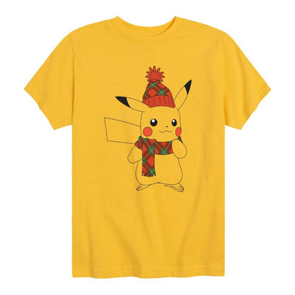 تي شيرت جرافيكي بأكمام قصيرة للأولاد - بوكيمون - بيكاتشو - زي عيد الميلاد الثلجي
