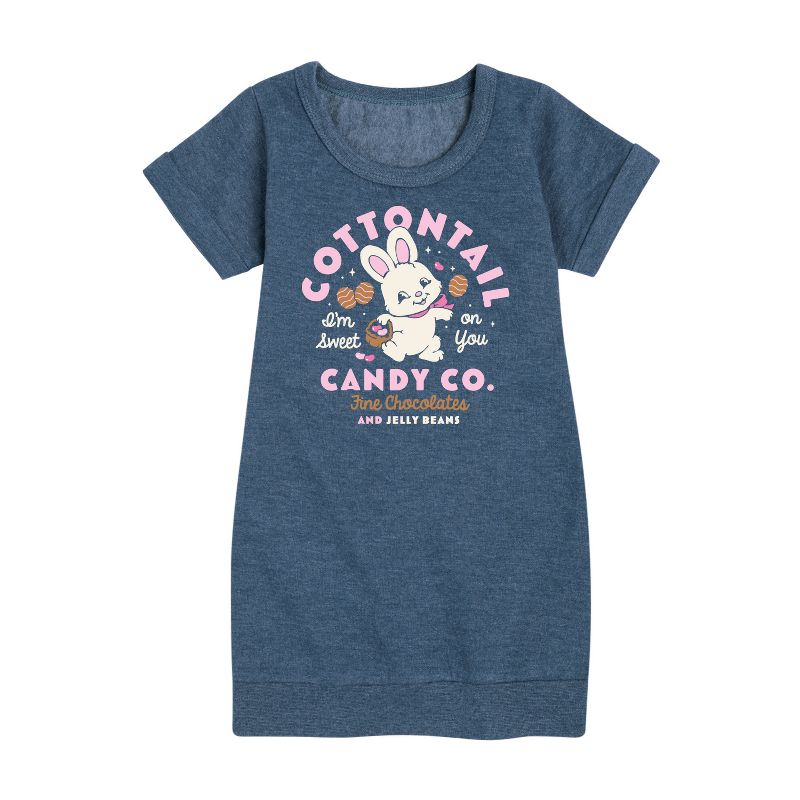 Girls' - Instant Message - Cottontail Candy Co. Graphic Short Sleeve Fleece Dress
