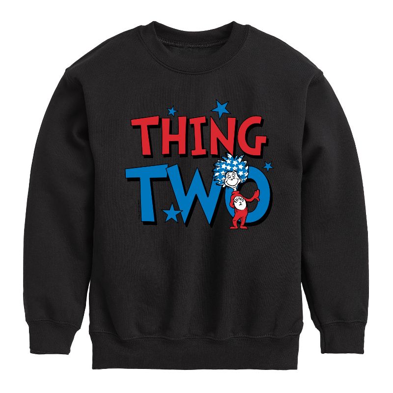 Boys' - Dr. Seuss - American Thing Two Graphic Long Sleeve Fleece Sweatshirt
