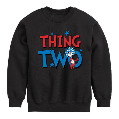 Boys' - Dr. Seuss - American Thing Two Graphic Long Sleeve Fleece Sweatshirt