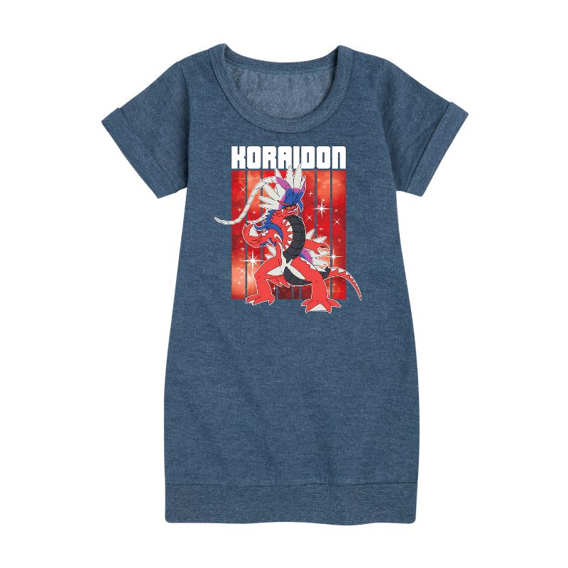 Girls' - Pokémon - Koraidon Legend Graphic Short Sleeve Fleece Dress