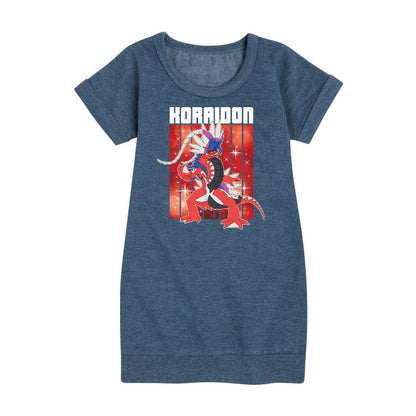 Girls' - Pokémon - Koraidon Legend Graphic Short Sleeve Fleece Dress
