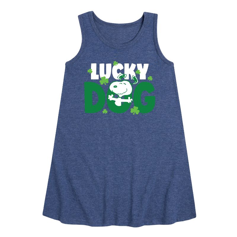 Girls' - Peanuts - Snoopy Lucky Dog Graphic Sleeveless Aline Dress