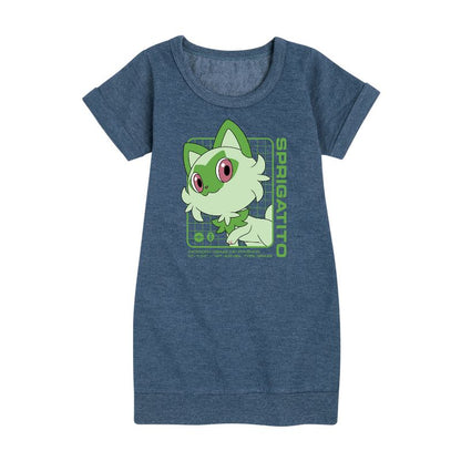 فستان سبريجاتيتو ستاتس الجرافيكي بأكمام قصيرة من الصوف للبنات - بوكيمون